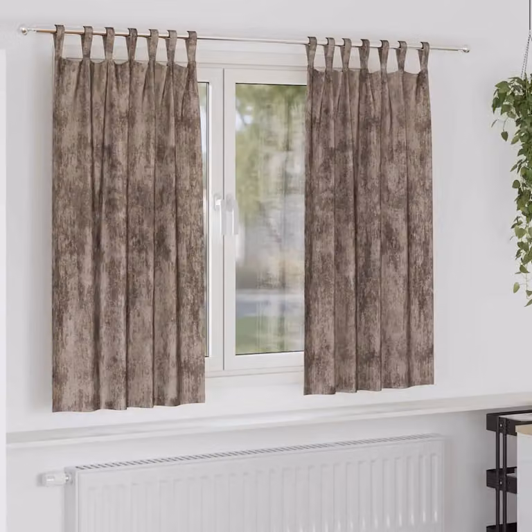 Set di 2 tende oscuranti in velluto vidaXL, colore beige, termoisolanti, L: 175 cm x H: 140 cm