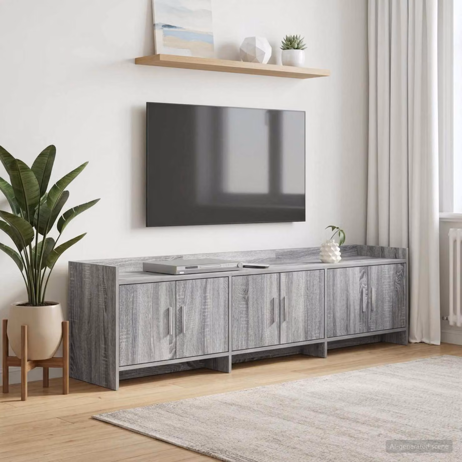 Mobile TV vidaXL in legno ingegnerizzato e metallo, colore Sonoma grigio, L 168 x P 33 x H 47 cm