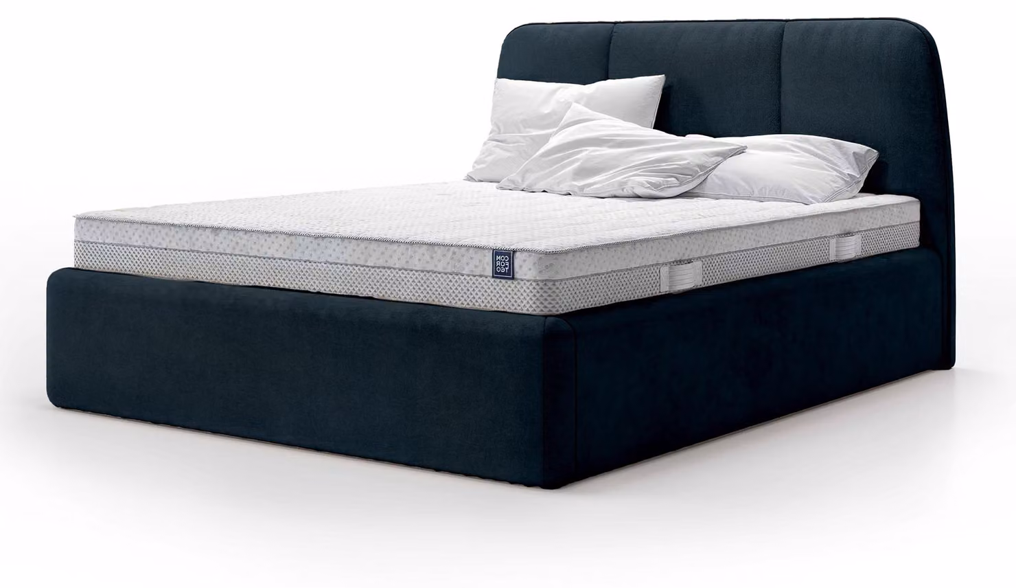 Letto imbottito con contenitore integrato, modello Elle, finitura Nachtgranit, dimensioni 160 x 200 cm