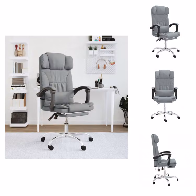 vidaXL Sedia da ufficio con funzione massaggio in tessuto grigio chiaro - Sedie da ufficio