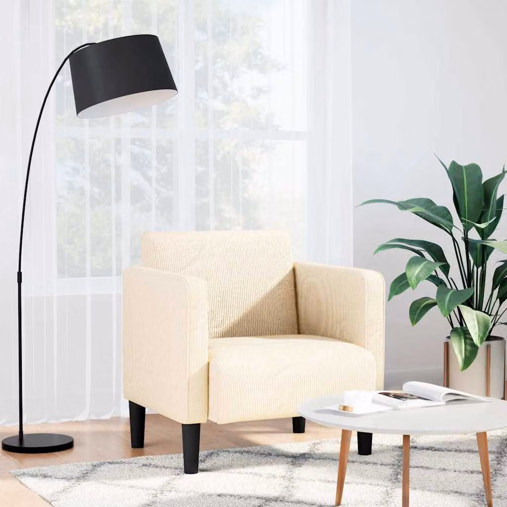 Poltrona Lounge moderna vidaXL con braccioli in tessuto a coste beige