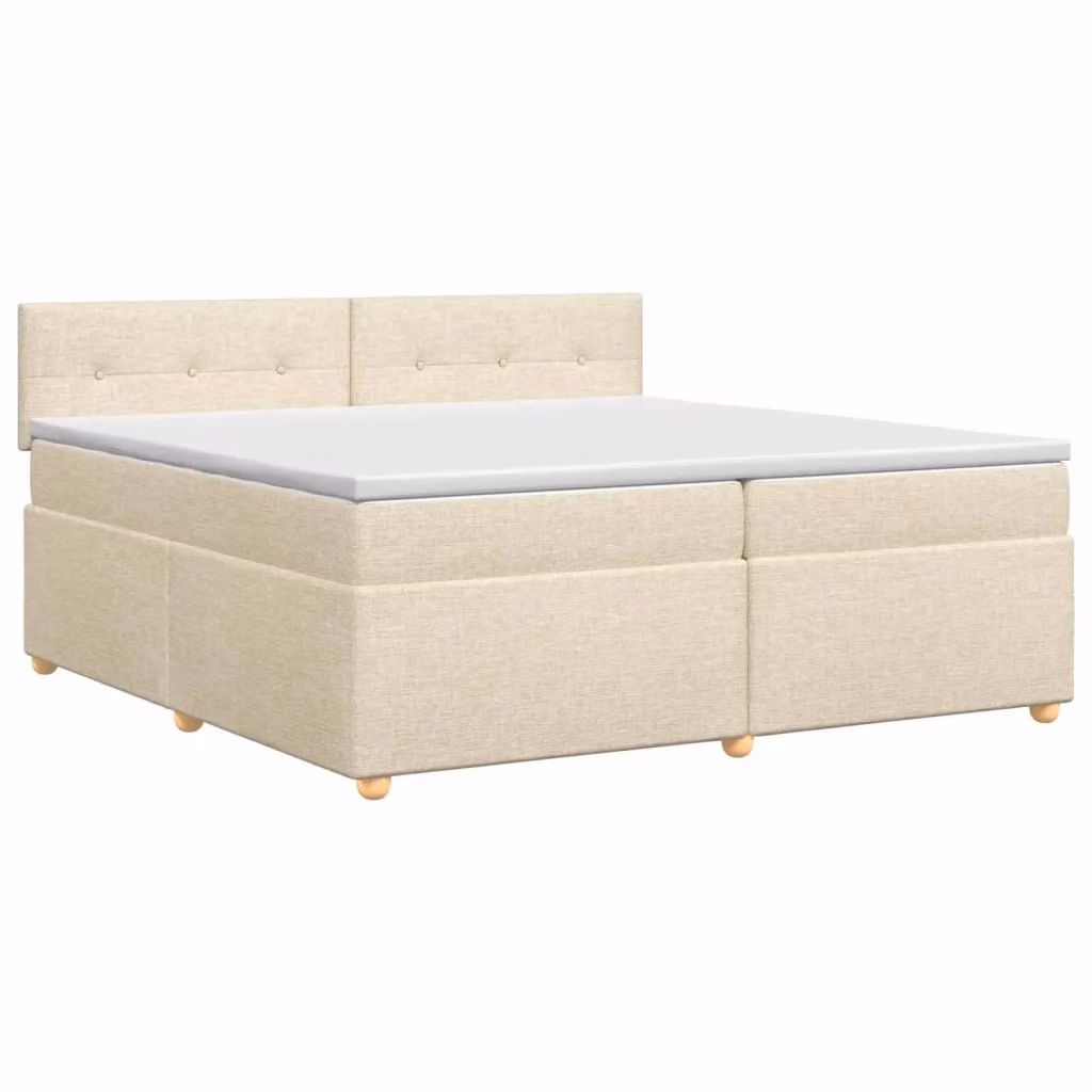 Letto box spring con materasso ibrido vidaXL in tessuto beige e bianco L/P/H: 200 x 200 x 40 cm – 2