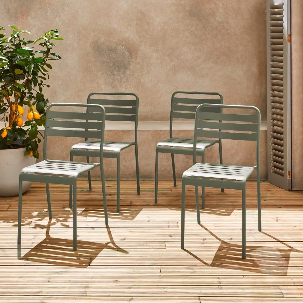 Set di 4 sedie da giardino bistrot Sweeek in metallo verde opaco – 2