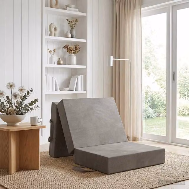 Divano Letto Pieghevole vidaXL in Velluto Grigio con Imbottitura in Schiuma L: 90 cm, P: 63 cm, H: 45 cm