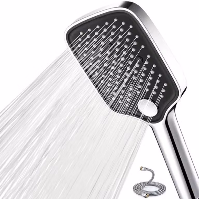 Doccia con flessibile da 1,5 metri, 5 getti, a risparmio idrico, cromata