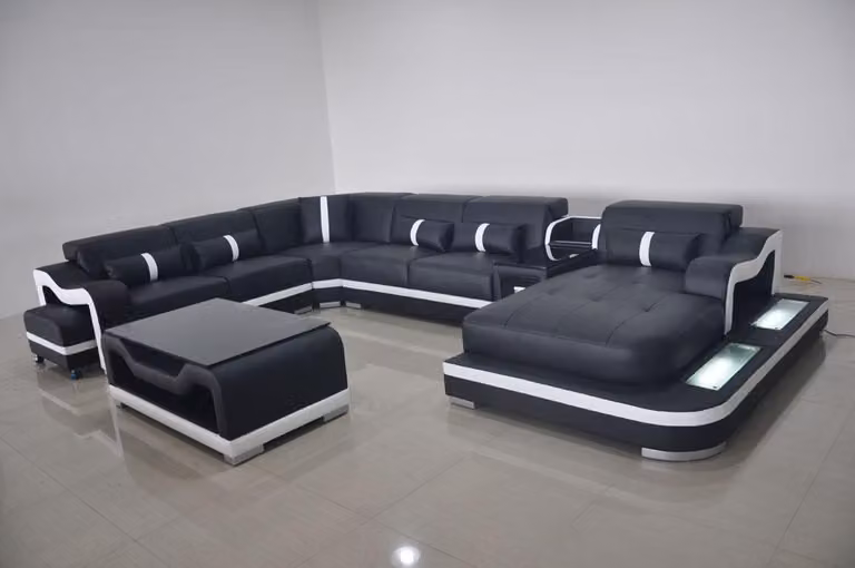 Ecksofa U-Form Wohnlandschaft Sofa Couch Polster Ecke Stoff Sofas