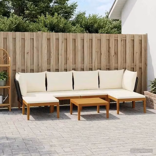 Set di 7 sedie da giardino vidaXL in legno di acacia e corda bianca