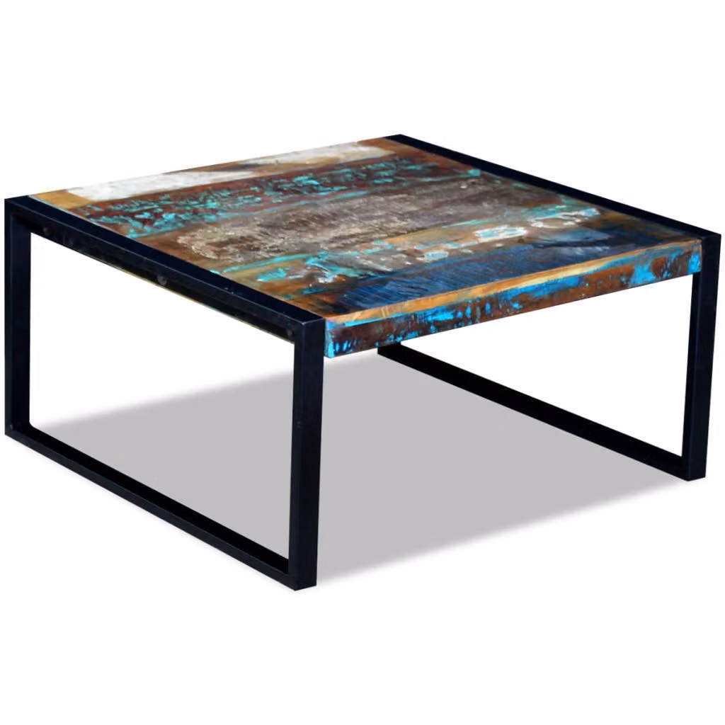 vidaXL Tavolino in legno massiccio antico 80x80x40 cm