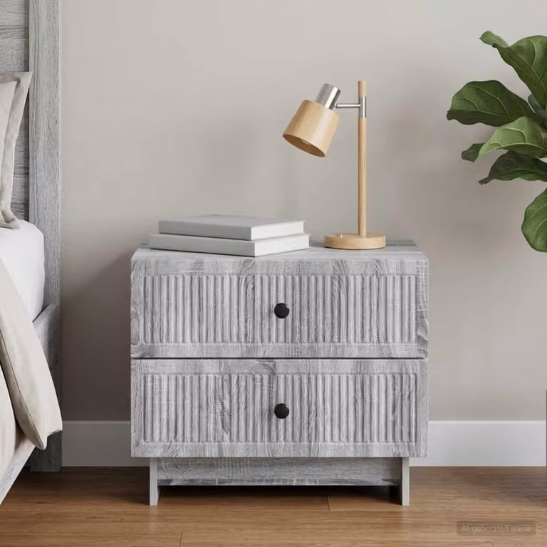 Armadio da Notte vidaXL Grigio Sonoma L: 62 cm, P: 34,5 cm, H: 47,5 cm