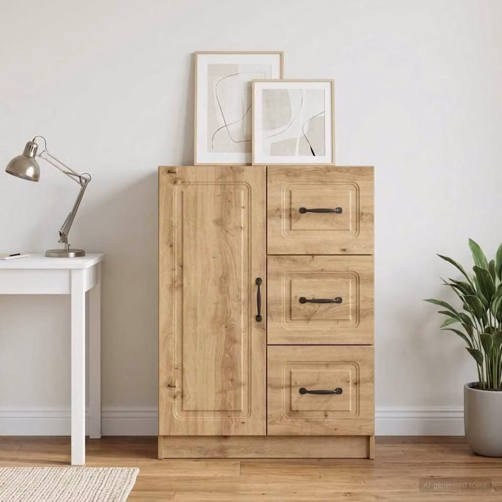 Credenza moderna vidaXL in legno e metallo color marrone L: 66 cm, P: 34,5 cm, H: 87 cm