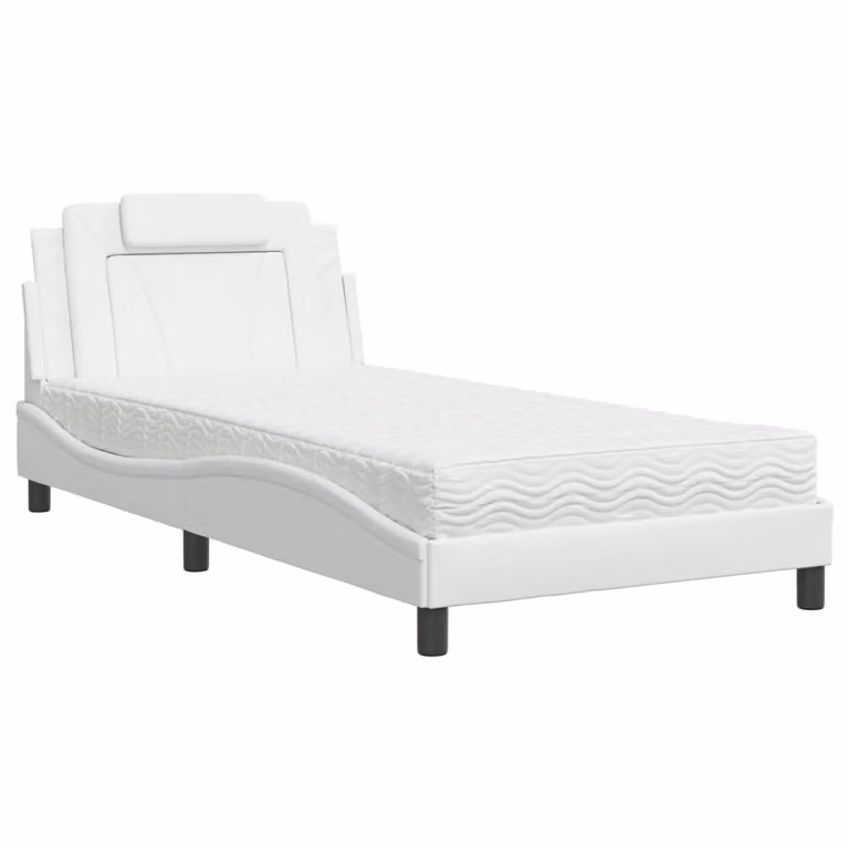 Letto Viana con Materasso Bianco 100x200 cm in Pelle finta
