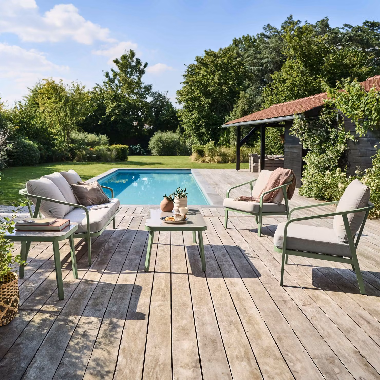 Mobili da giardino 5 posti verde - Oviala Pampelonne