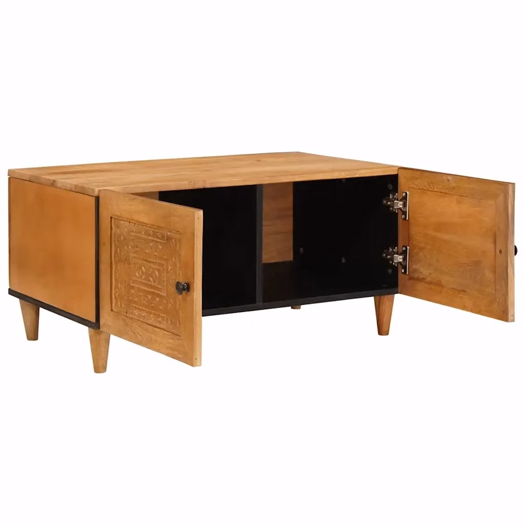Tavolino da salotto moderno vidaXL in legno di acacia marrone L: 80 cm, P: 54 cm, H: 40 cm – 2