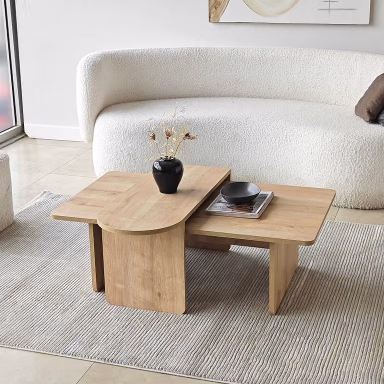 Skye Decor, set di tavolini da caffè di alta qualità (2 pezzi), rovere bronzo e zaffiro, tavolino grande: 105x35x60 cm, tavolino piccolo: 82x40x33 cm | Pannello truciolare rivestito al 100% in melamina, spessore 18 mm | Design moderno per la tua casa.