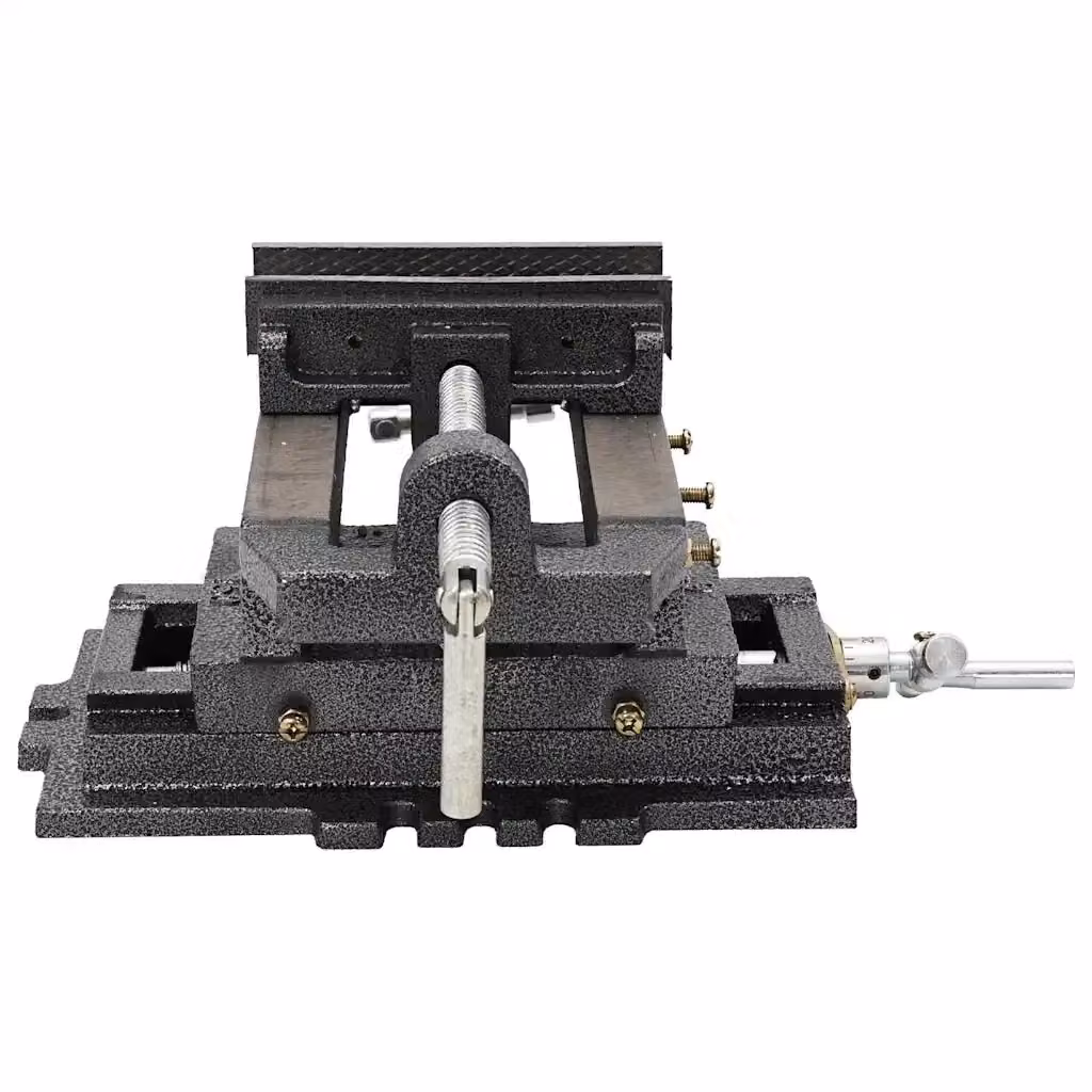 Morsa Manuale con Slitta Trasversale in Ghisa per Trapano a Colonna, Colore Nero, 150 mm – 2