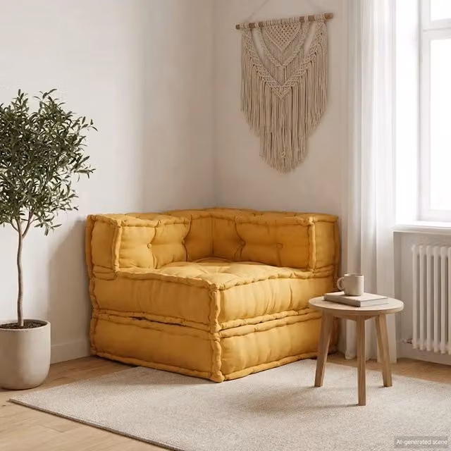 Divano Componibile Giallo 70x70x54 in Tessuto 4019037