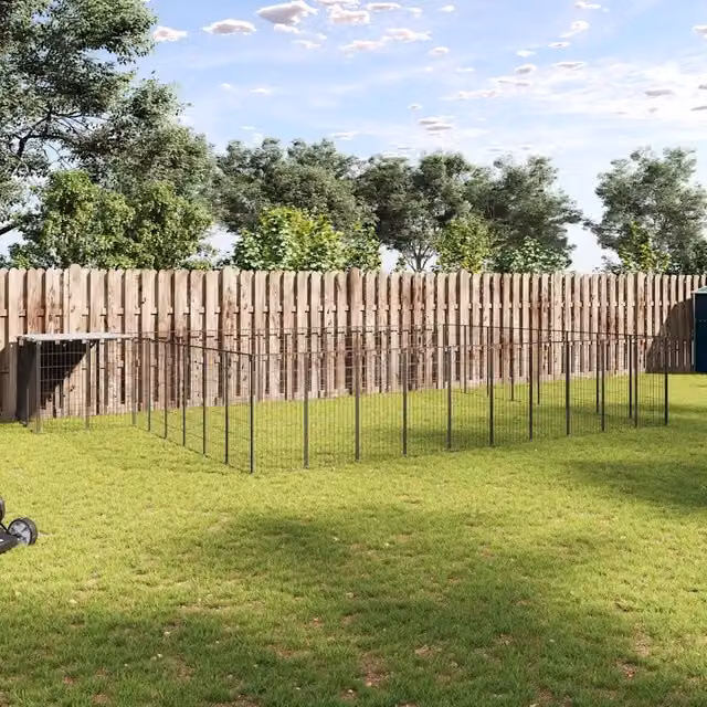 Gabbia per cani vidaXL in metallo nero e grigio opaco resistente alle intemperie per giardino – 1