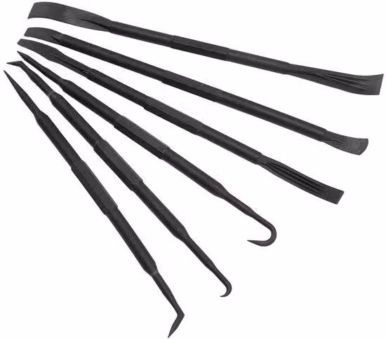 Set di utensili - 6 pezzi - Costruzione in plastica resistente - Verniciatura nera ossidata - Utensili durevoli - Leggeri e stabili - Piccone