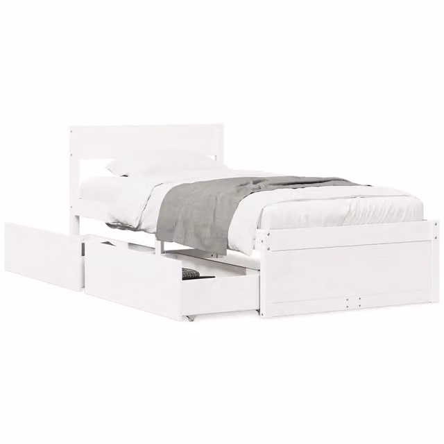 Letto singolo | Letto per adulti | Letto senza Materasso Bianco 75x190 in Legno Massello di Pino