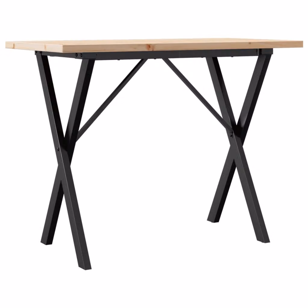 Tavolo da Pranzo Telaio a X 100x50x75,5 cm Legno Pino e Acciaio