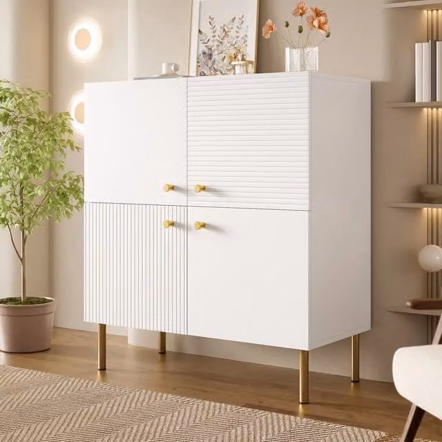 Cassettiera Moderna MINIMAL in MDF Bianco con Gambe in Metallo