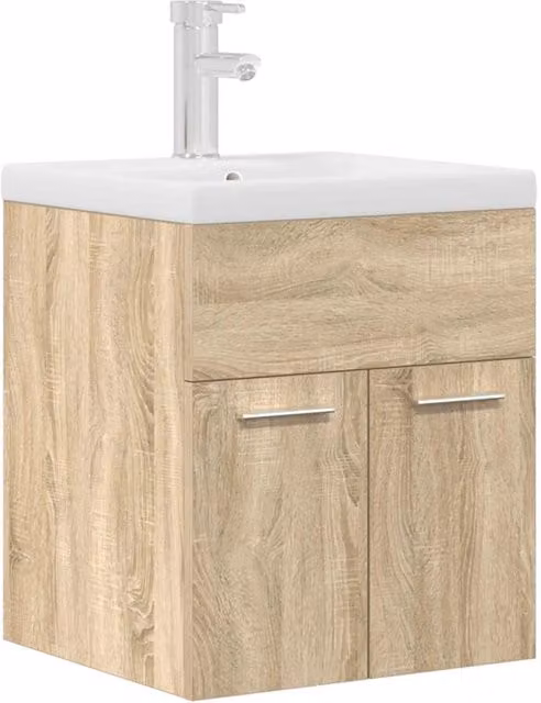 Mobile lavabo da bagno a parete con lavabo integrato spazio di archiviazione compatto 41 x 38,5 x 46 cm in legno ingegnerizzato rovere sonoma 02_0055762