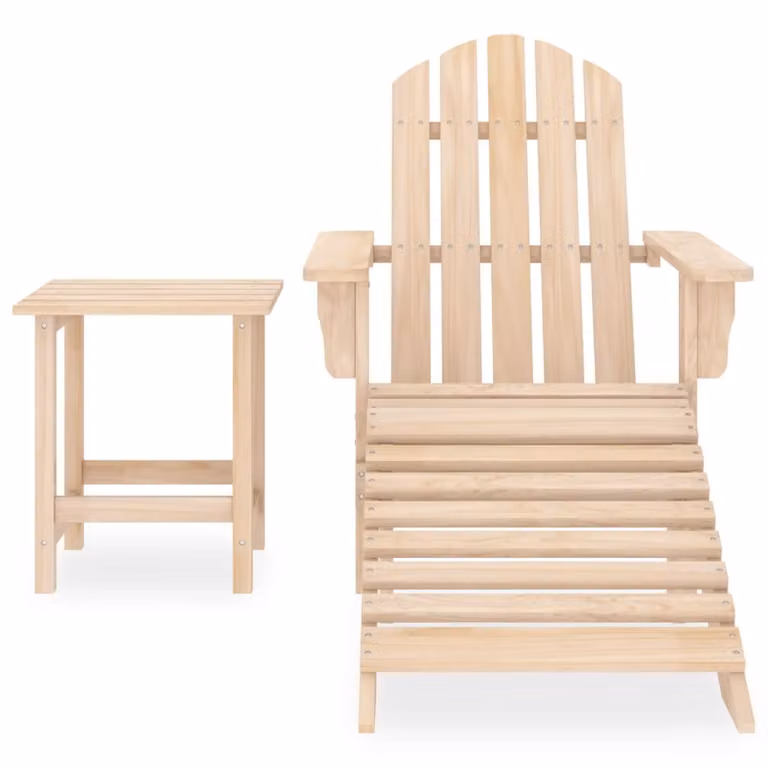 Sedia da giardino Adirondack con poggiapiedi e tavolo in legno di abete massiccio