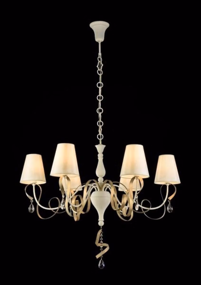 Casa Padrino, lampadario a soffitto in cristallo in stile barocco, bianco, 87 x 65 cm - Elegante lampadario in stile antico