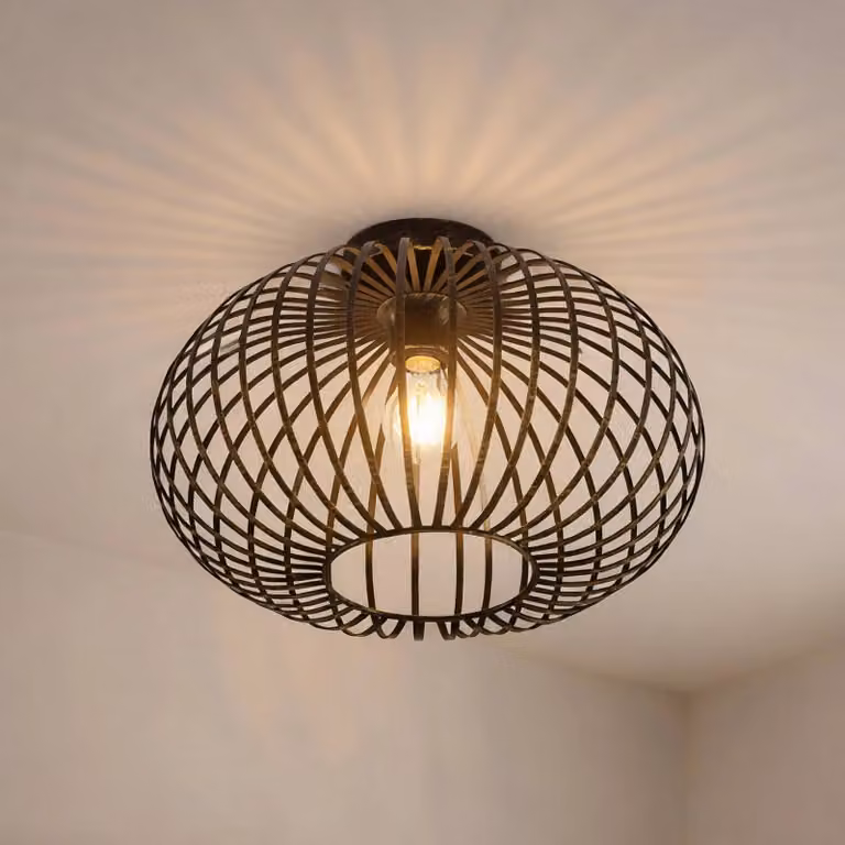 Plafoniera soffitto Rosalea Lindby, dimmerabile, Nero, Soggiorno / Sala da pranzo, Metallo, Moderno, Plafoniera