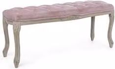 Panca imbottita ARIANNA in velluto rosa con gambe in legno stile classico Iperbriko