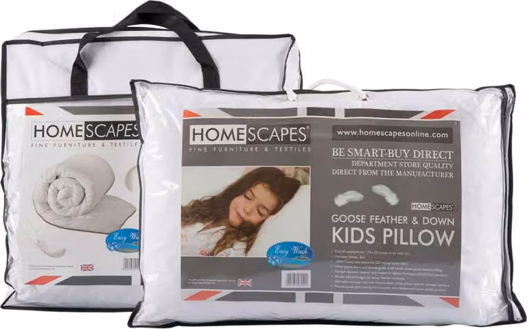 Set letto per bambini HOMESCAPES – Coperta estiva 120x150 cm e cuscino 40x60 cm – Piume e piumino