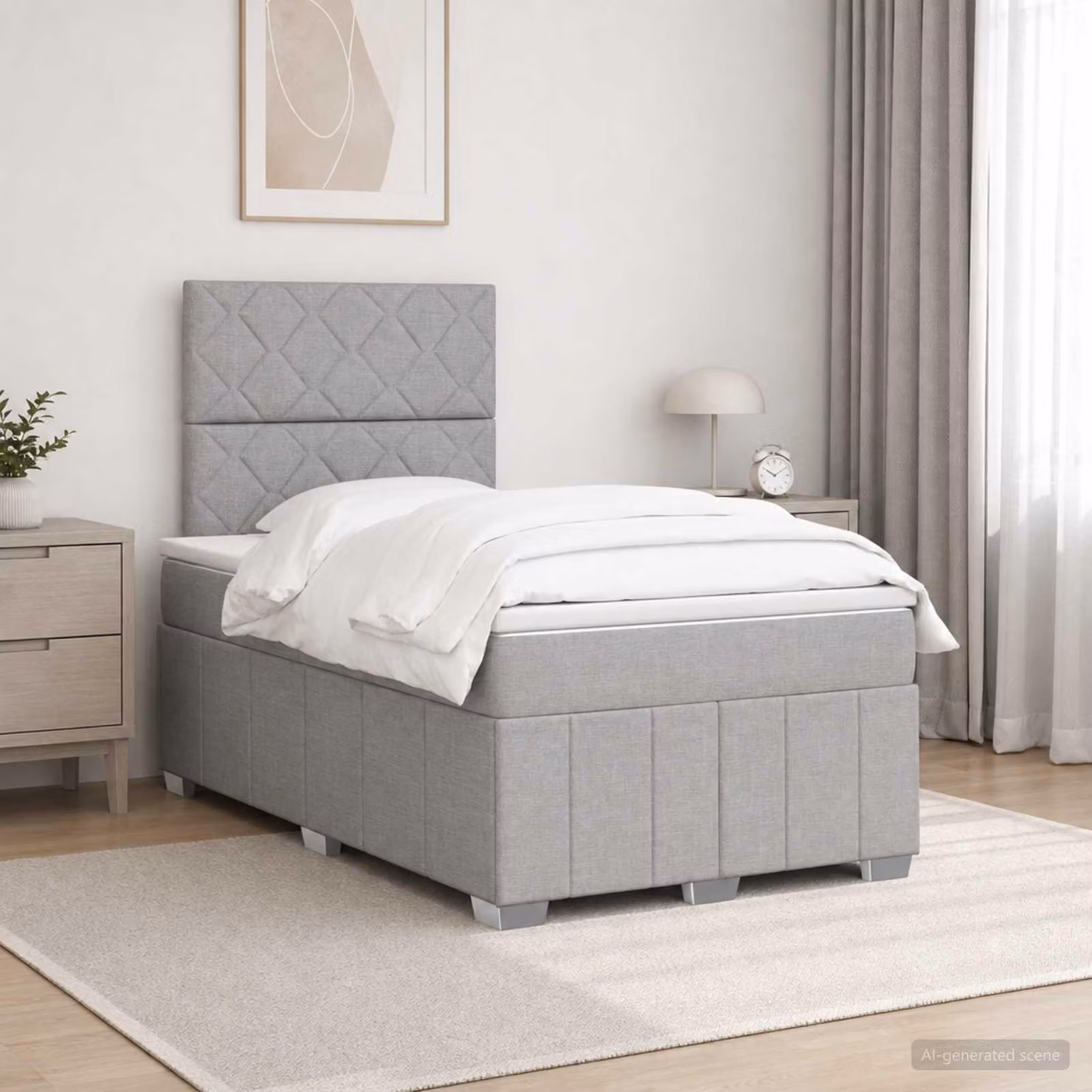 Maison Exclusive - Letto boxspring con materasso Grigio chiaro 120 x 190 cm Tessuto