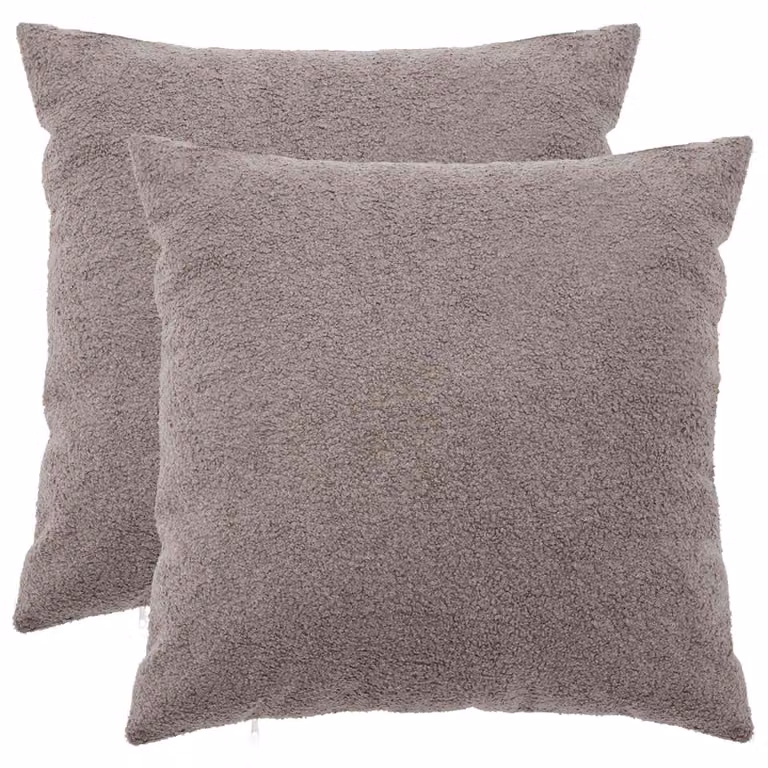 Set di 2 federe vidaXL HEERLEN in tessuto bouclé grigio chiaro, L 65 cm x P 65 cm