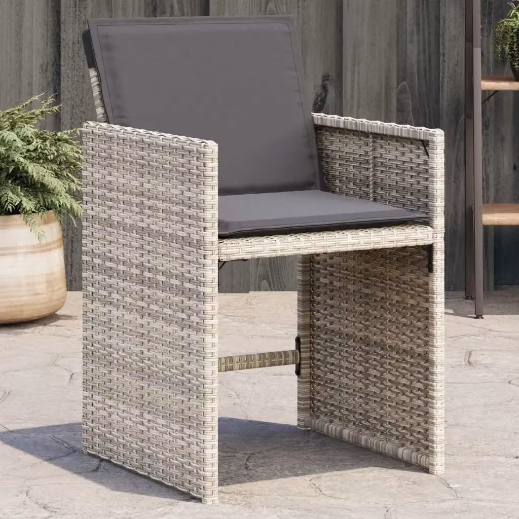 Set di 4 sedie da giardino moderne in polyrattan con cuscini, colore grigio antracite – 2