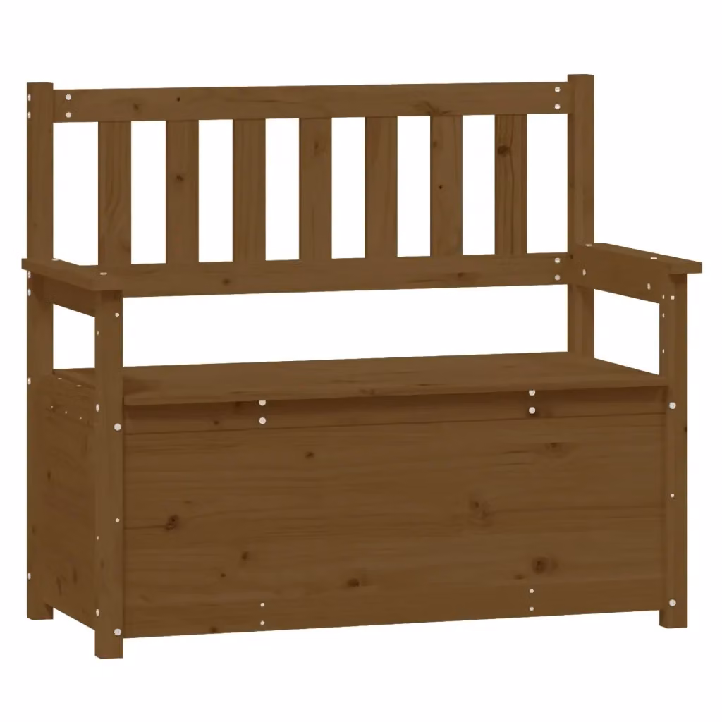 Panca con Scarpiera e Braccioli vidaXL in Legno di Pino Rustico, Marrone, L: 112,5 cm, P: 51,5 cm, H: 96,5 cm – 2