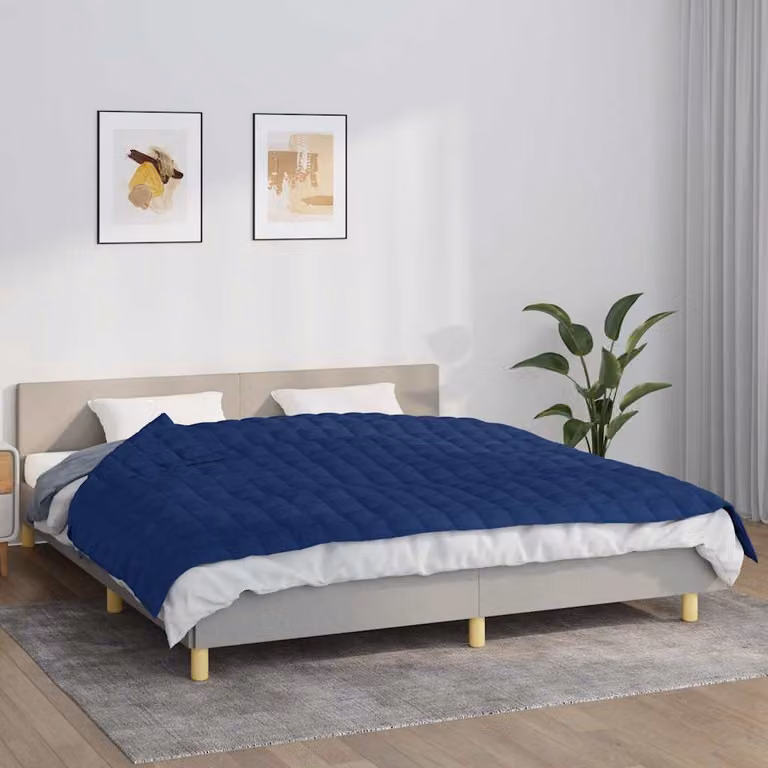 Coperta Ponderata vidaXL Blu in Microfibra e Cotone, 155 x 220 cm, 7 kg