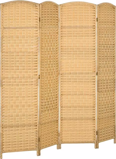 Paravento Minimal a 4 Ante in Legno di Pino Naturale H: 180 cm x L: 180 cm