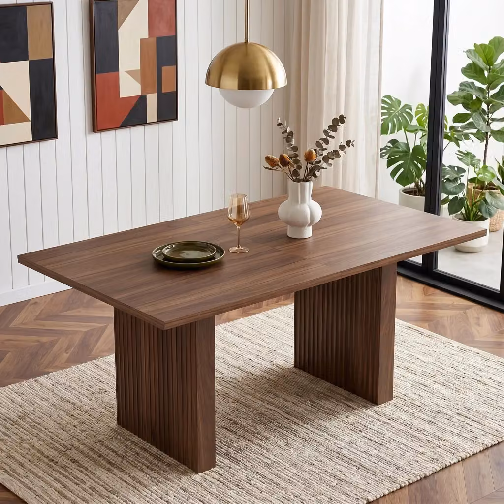 Tavolo da pranzo allungabile Chicfurn moderno in MDF laminato marrone con piano rettangolare L: 140 cm, P: 90 cm, H: 60 cm – 2