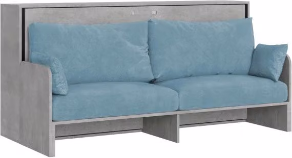 Letto singolo a scomparsa Kando con divano Itamoby, azzurro - Cemento, 90x190 cm