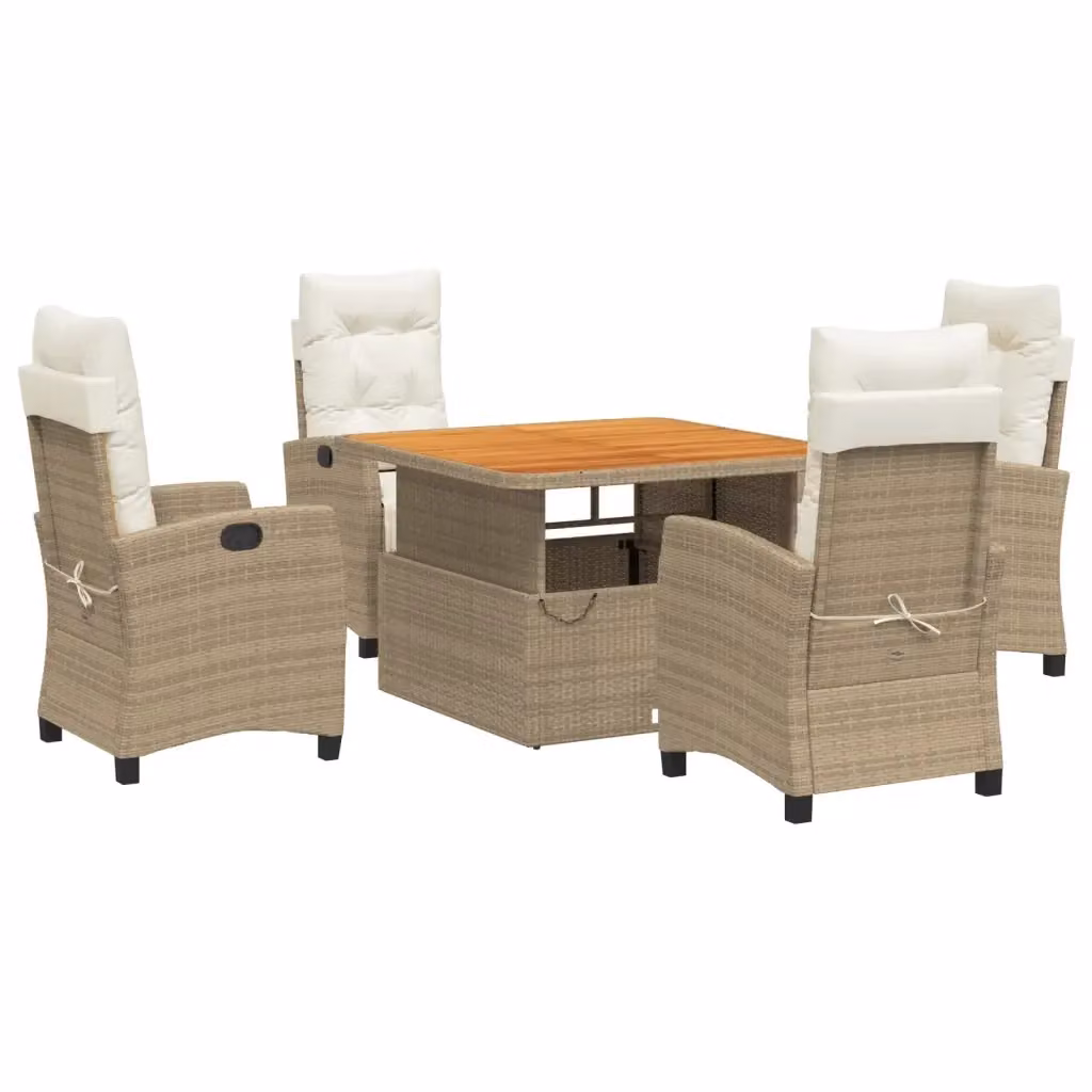 Set da pranzo da giardino vidaXL in legno di acacia oliato con 5 pezzi e cuscini beige – 2