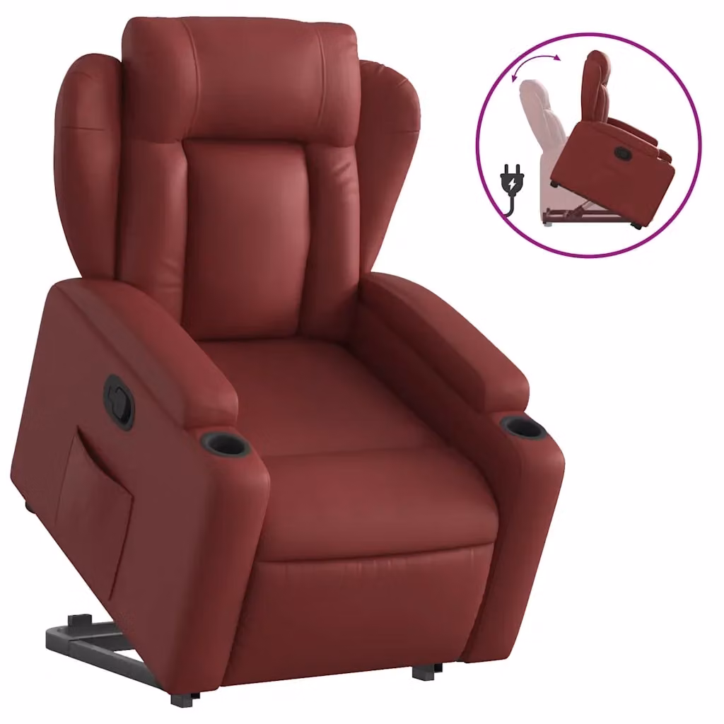 Poltrona Alzapersona Reclinabile con Assistenza Elettrica vidaXL in Similpelle Rossa – 2