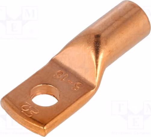 2 connettori a crimpare per cavi coassiali da 16 mm², per cavi M5, connessione a morsetto, lunghezza: 25 mm, modello KM16/5, isolati