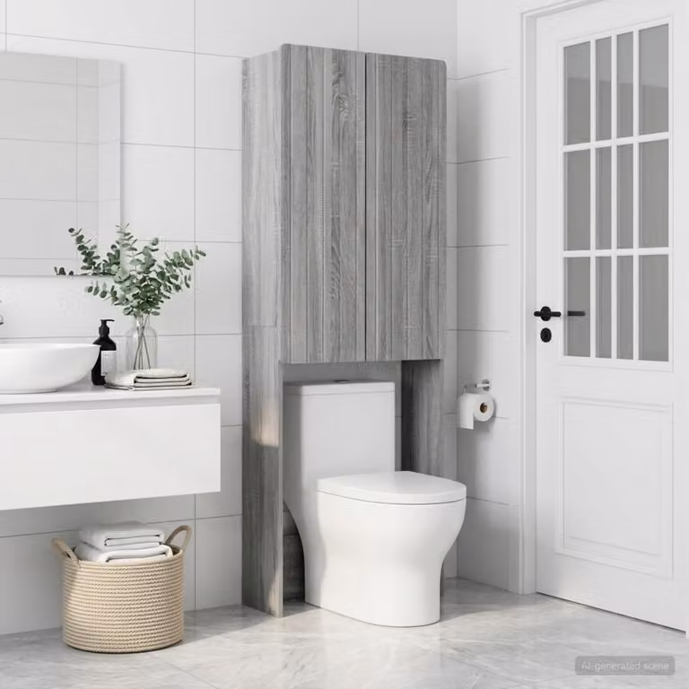 Mobiletto da bagno moderno vidaXL ZWOLLE Sonoma grigio L: 66 cm, P: 25,5 cm, H: 190 cm