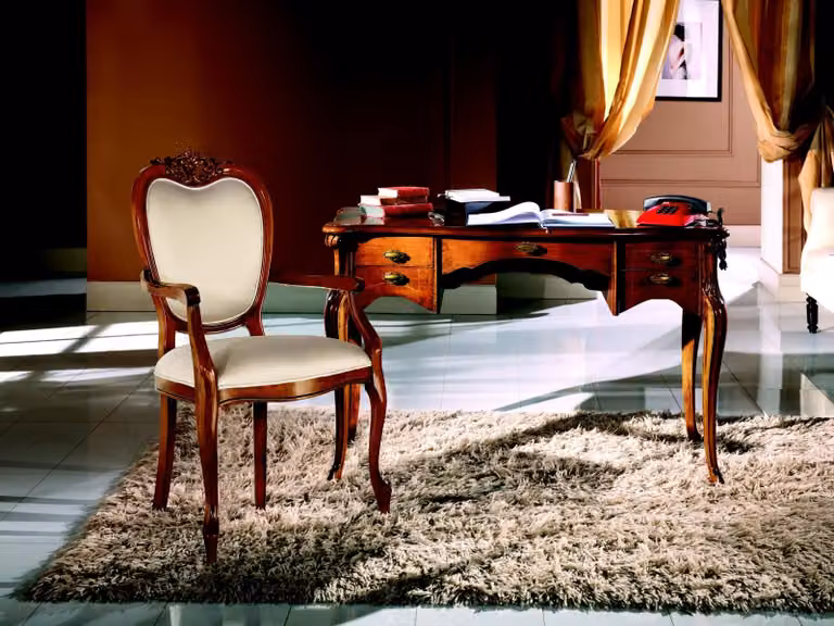 Holz Möbel Luxus Büro 2tlg Set Schreibtisch Sessel Italienische Möbel Barock