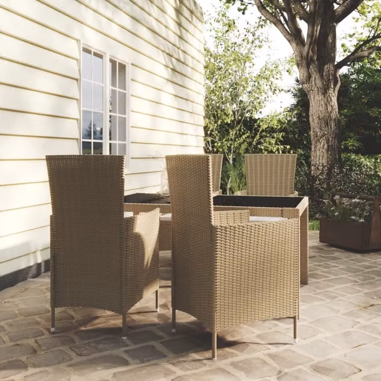 Maison Exclusive - Set da pranzo da giardino 5 pezzi con cuscini in rattan sintetico beige