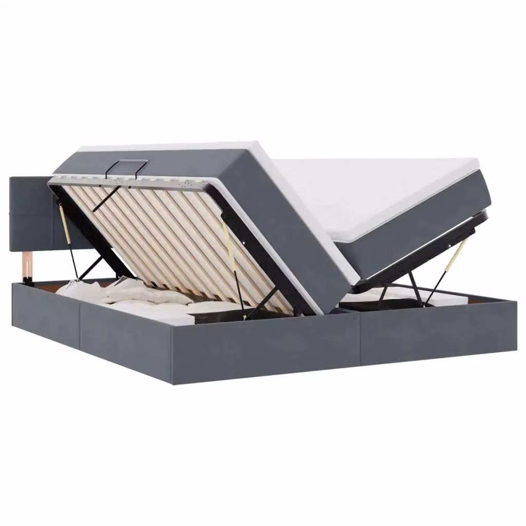 Letto con Contenitore e Materasso Ibrido vidaXL Grigio, L/P/H: 90 x 200 x 78 cm – 2