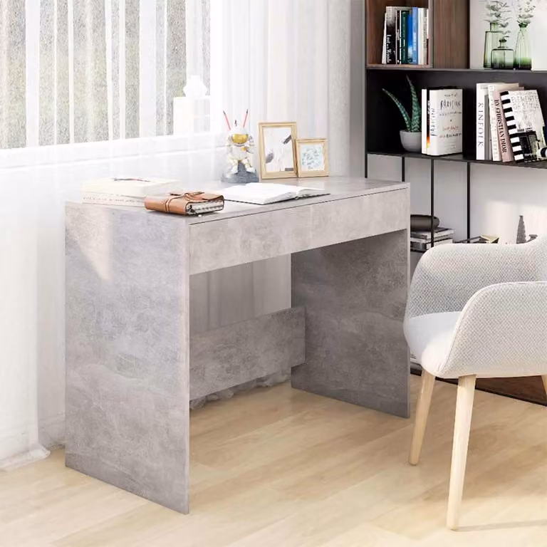 Scrivania moderna vidaXL con cassettiera in MDF laminato, Grigio, L: 101 cm, P: 50 cm, H: 76,5 cm