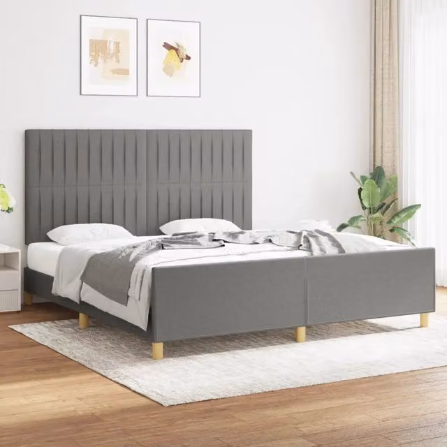 Giroletto vidaXL senza materasso in tessuto grigio scuro L/P: 180 x 200 cm