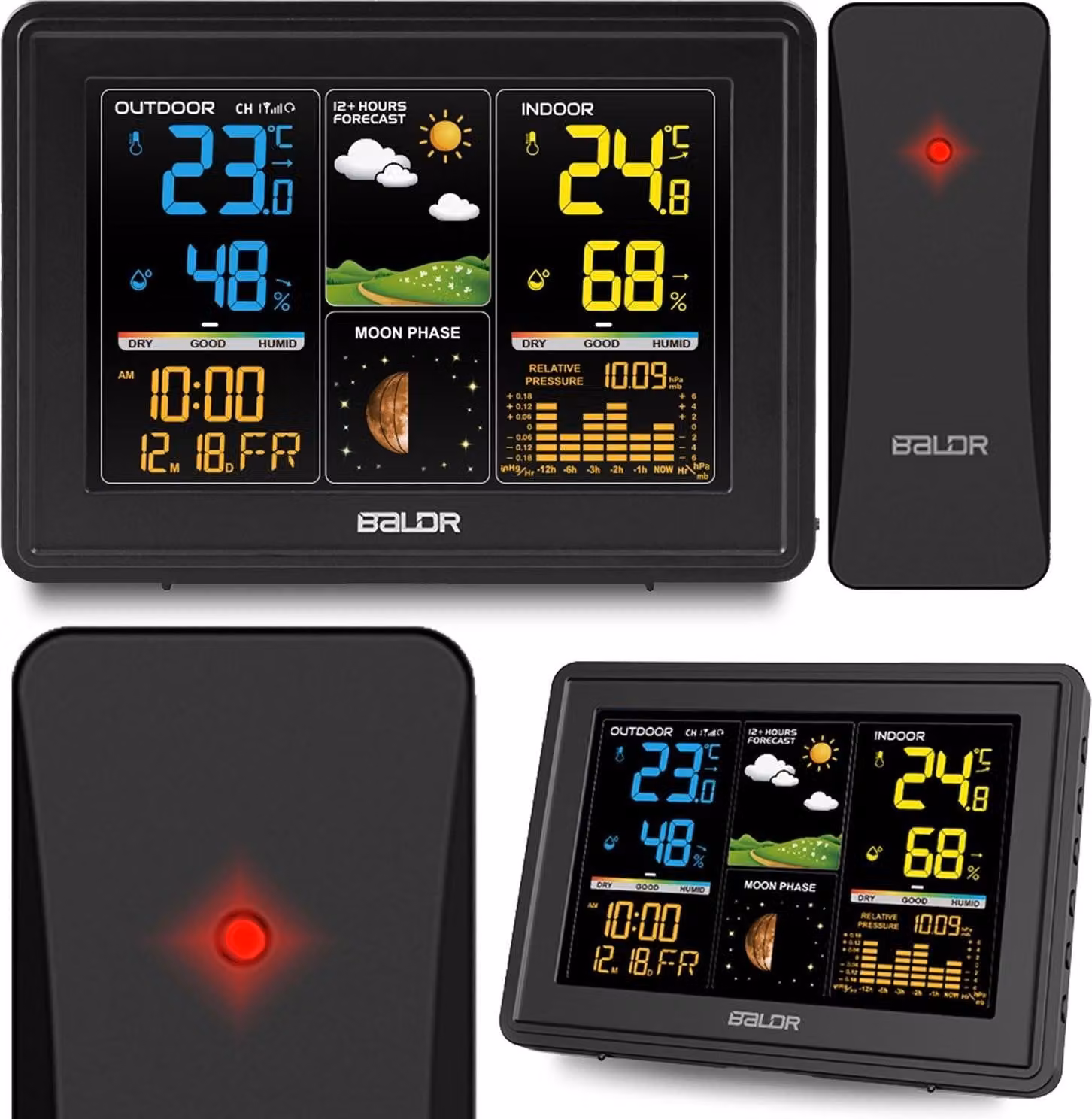 Stazione meteorologica con display BD-907 nera