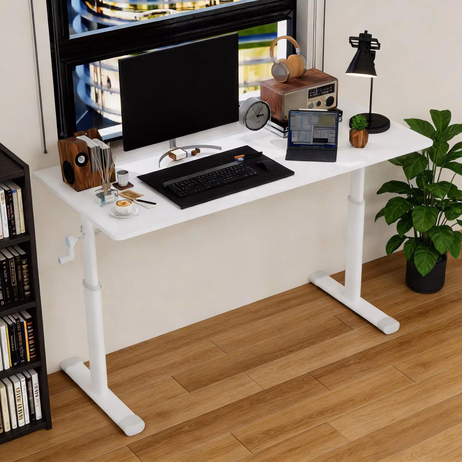 Scrivania regolabile, 60-120 cm - Struttura in metallo - Rettangolare - Piano di lavoro ergonomico